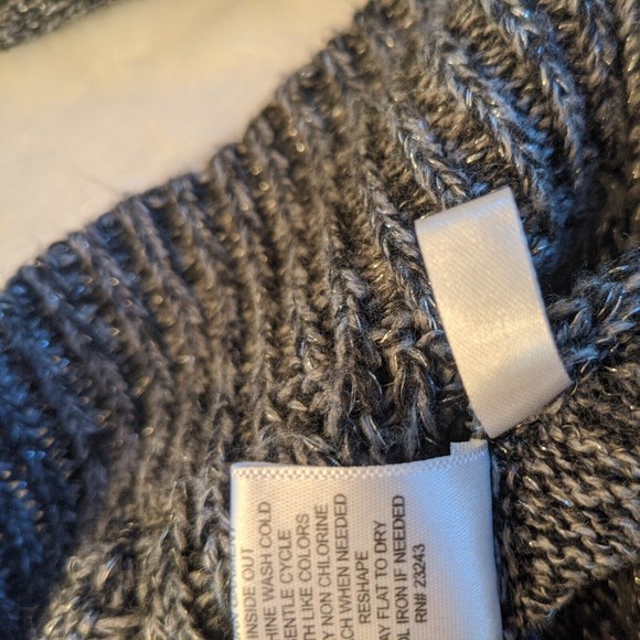 Women's New York and Company Sweater SZ Small Gray Shimmer Cable Knit Turtleneck - Picture 11 of 11